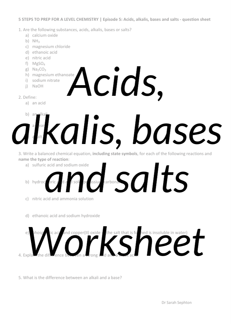 Acids, alkalis, bases and salts