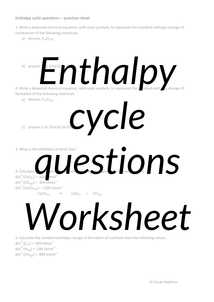 Enthalpy cycle questions