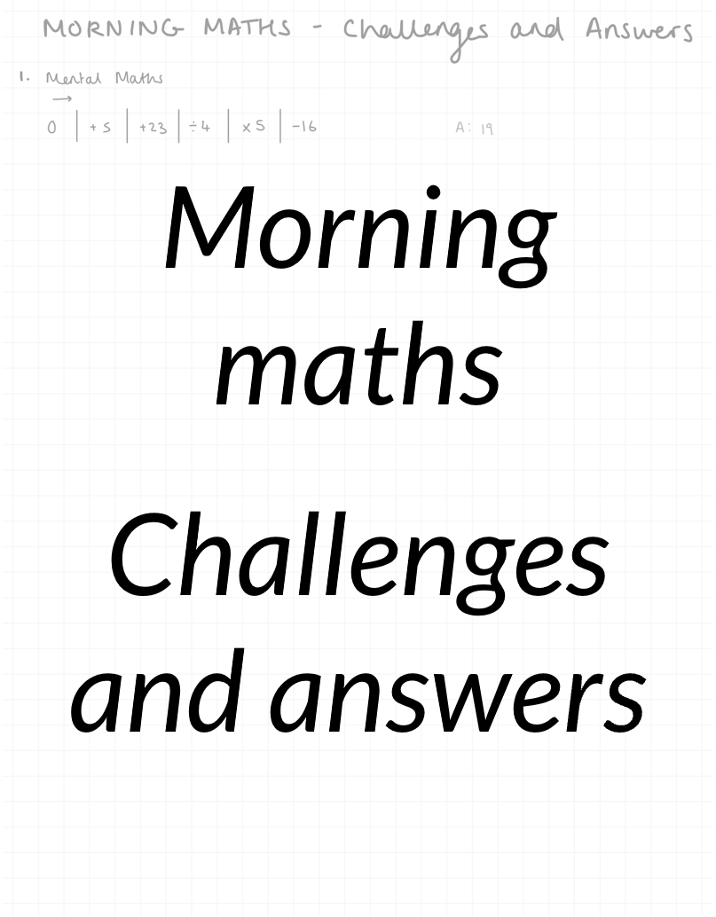 Morning Maths