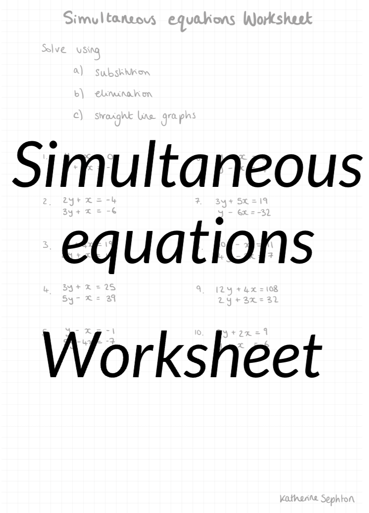 Simultaneous equations worksheet