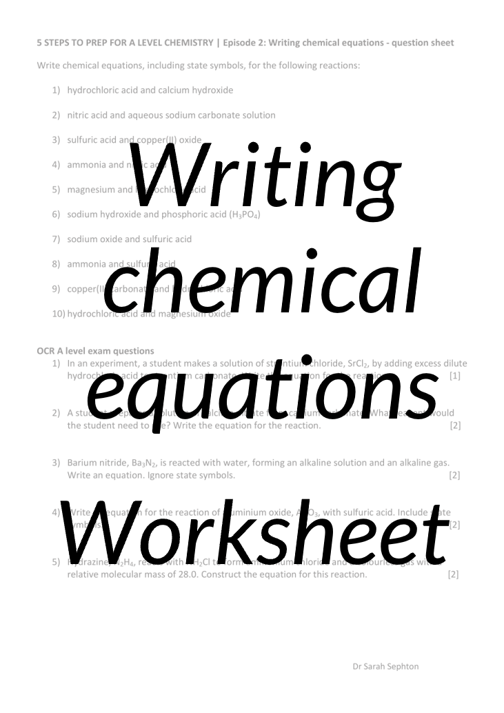 Writing chemical equations