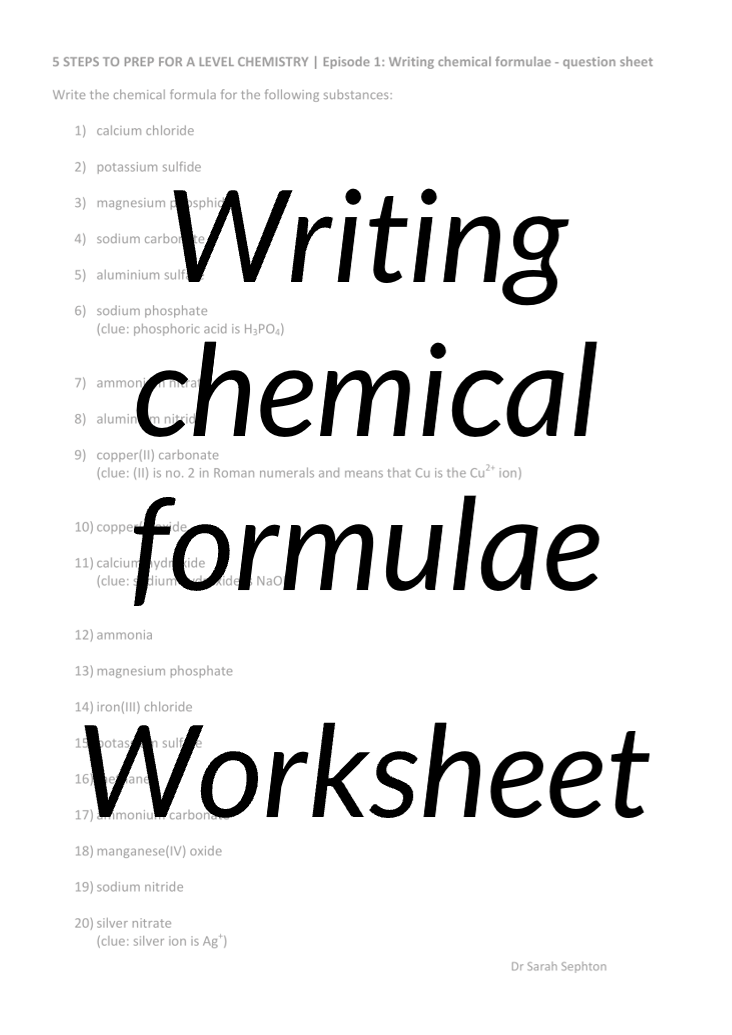 Writing chemical formulae